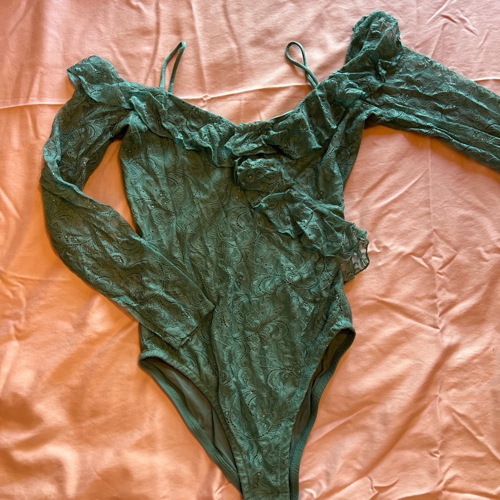 Topshop Turquoise Lace Bodysuit